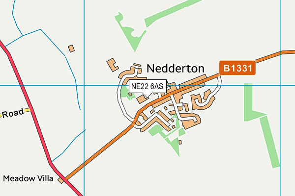 NE22 6AS map - OS VectorMap District (Ordnance Survey)