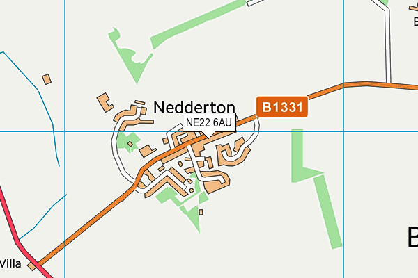 NE22 6AU map - OS VectorMap District (Ordnance Survey)