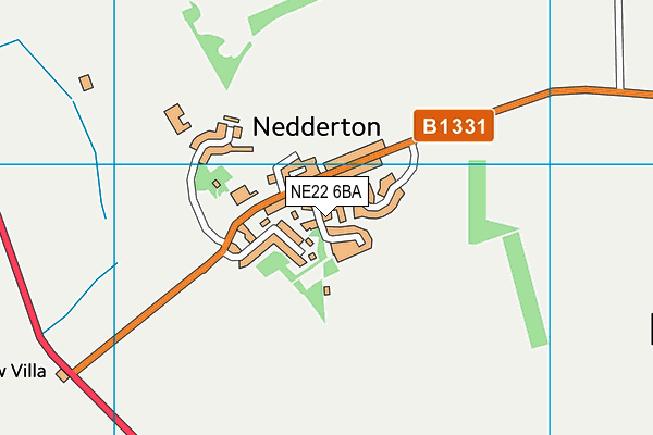 NE22 6BA map - OS VectorMap District (Ordnance Survey)