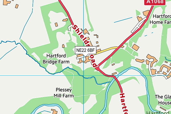 NE22 6BF map - OS VectorMap District (Ordnance Survey)