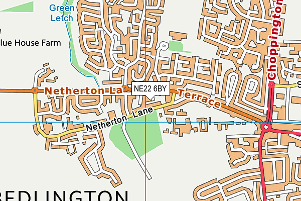 NE22 6BY map - OS VectorMap District (Ordnance Survey)