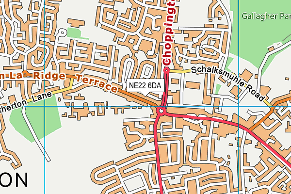 NE22 6DA map - OS VectorMap District (Ordnance Survey)