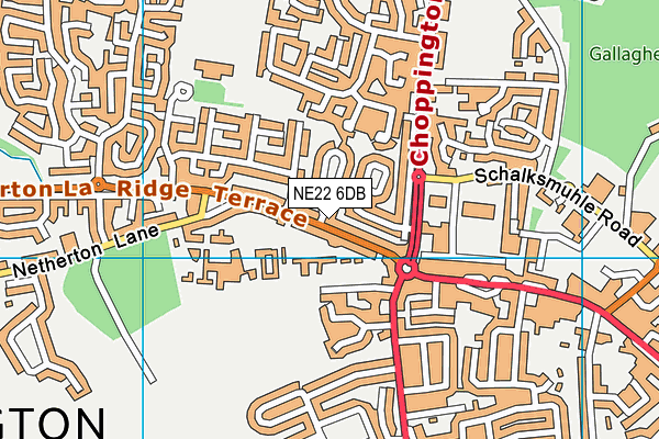 NE22 6DB map - OS VectorMap District (Ordnance Survey)