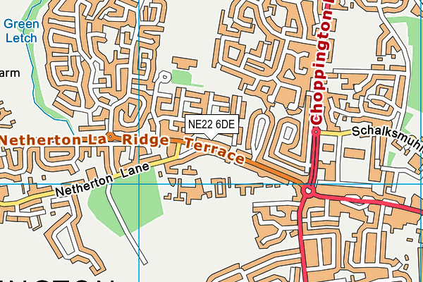 NE22 6DE map - OS VectorMap District (Ordnance Survey)