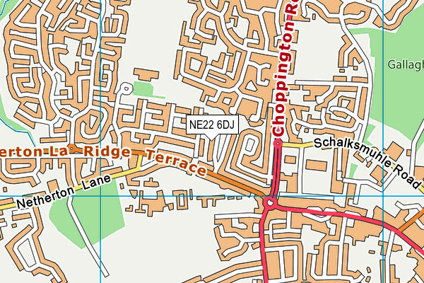 NE22 6DJ map - OS VectorMap District (Ordnance Survey)