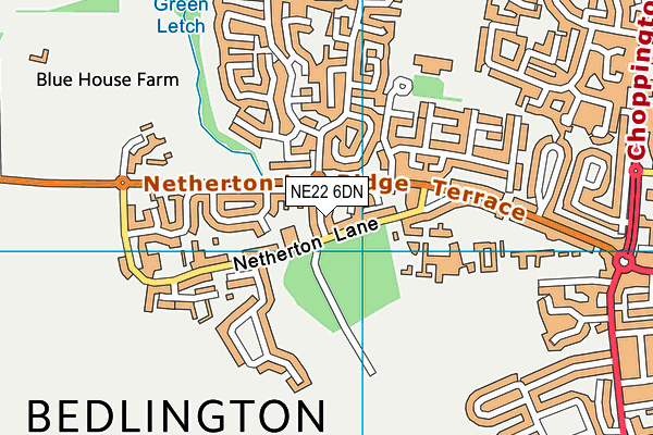 NE22 6DN map - OS VectorMap District (Ordnance Survey)