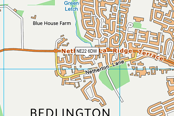 NE22 6DW map - OS VectorMap District (Ordnance Survey)