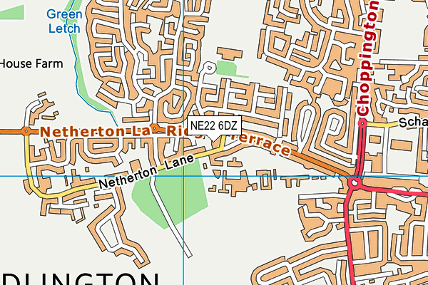 NE22 6DZ map - OS VectorMap District (Ordnance Survey)