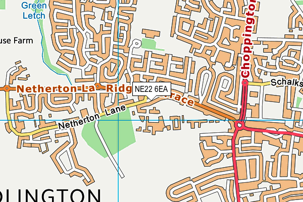 NE22 6EA map - OS VectorMap District (Ordnance Survey)