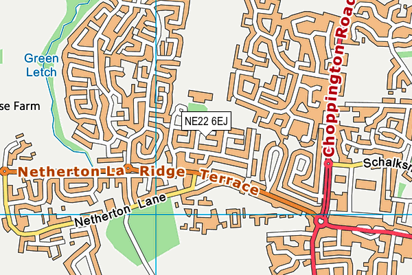 NE22 6EJ map - OS VectorMap District (Ordnance Survey)