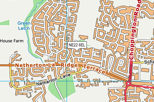 NE22 6EL map - OS VectorMap District (Ordnance Survey)