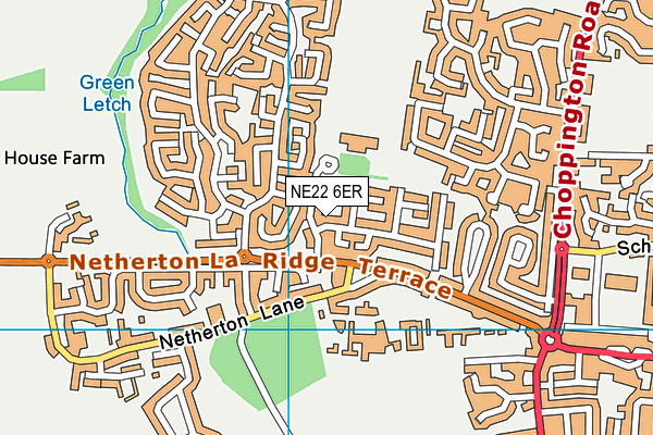 NE22 6ER map - OS VectorMap District (Ordnance Survey)