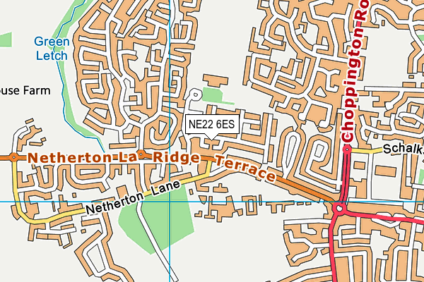 NE22 6ES map - OS VectorMap District (Ordnance Survey)