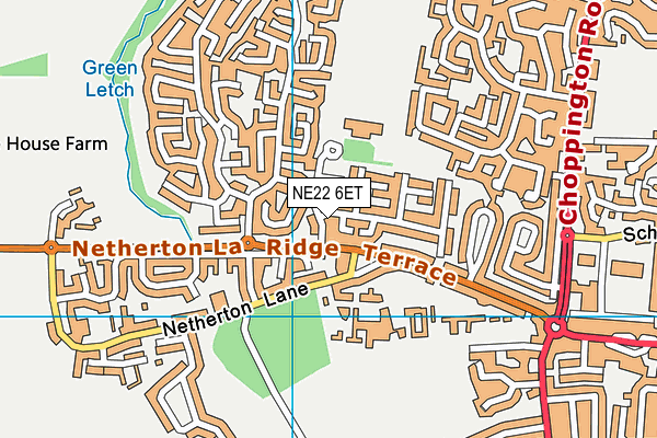 NE22 6ET map - OS VectorMap District (Ordnance Survey)