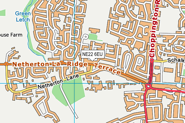 NE22 6EU map - OS VectorMap District (Ordnance Survey)