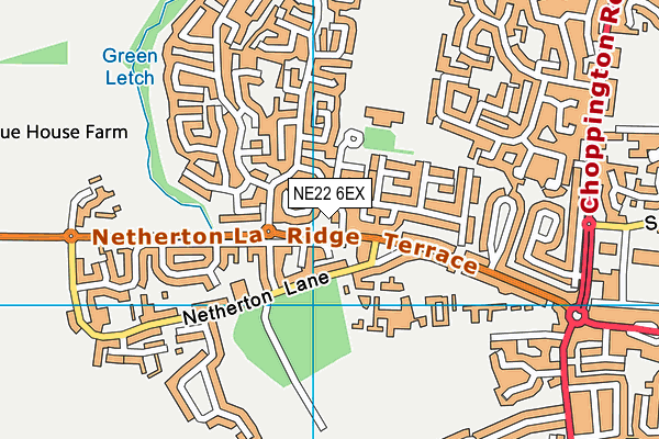 NE22 6EX map - OS VectorMap District (Ordnance Survey)