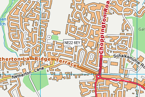 NE22 6EY map - OS VectorMap District (Ordnance Survey)