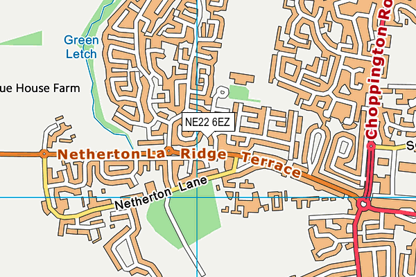 NE22 6EZ map - OS VectorMap District (Ordnance Survey)