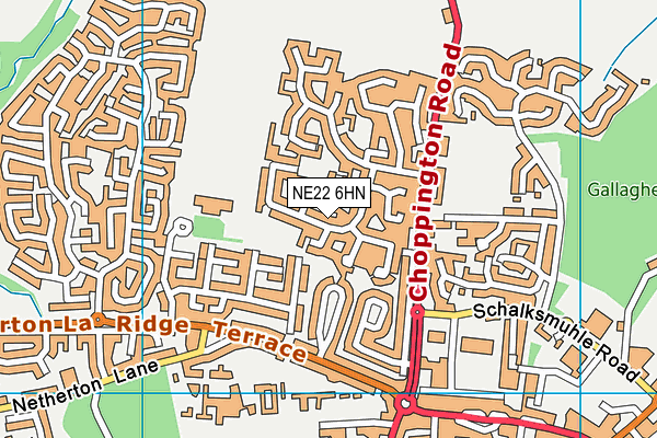 NE22 6HN map - OS VectorMap District (Ordnance Survey)