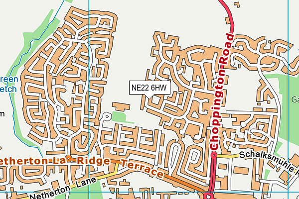 NE22 6HW map - OS VectorMap District (Ordnance Survey)