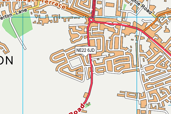 NE22 6JD map - OS VectorMap District (Ordnance Survey)