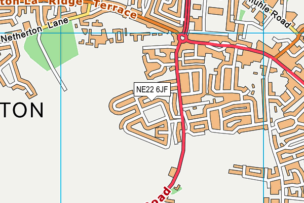 NE22 6JF map - OS VectorMap District (Ordnance Survey)