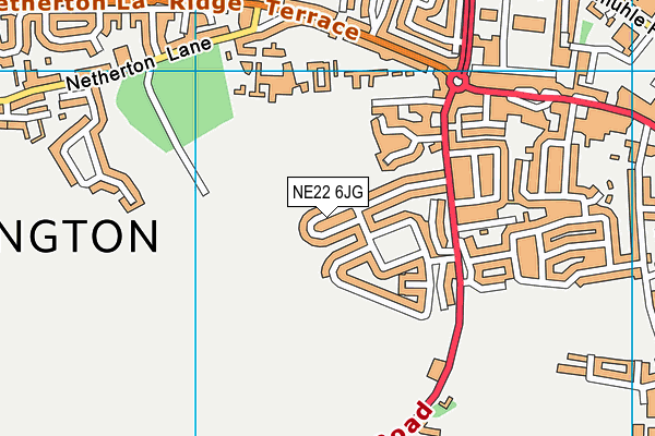 NE22 6JG map - OS VectorMap District (Ordnance Survey)