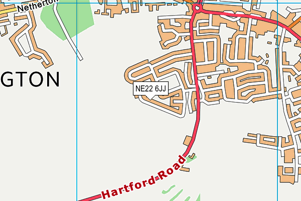 NE22 6JJ map - OS VectorMap District (Ordnance Survey)