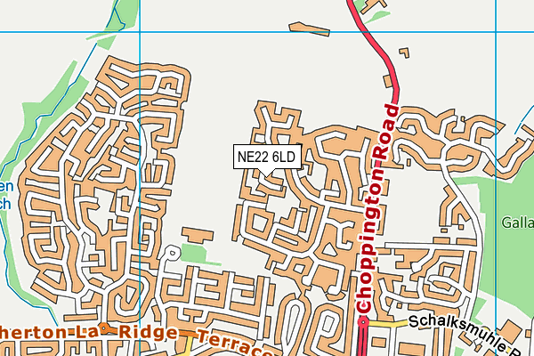 NE22 6LD map - OS VectorMap District (Ordnance Survey)