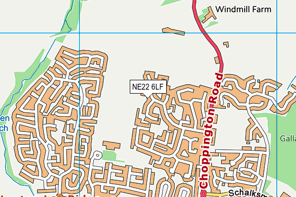 NE22 6LF map - OS VectorMap District (Ordnance Survey)