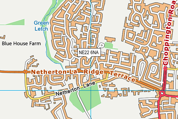 NE22 6NA map - OS VectorMap District (Ordnance Survey)