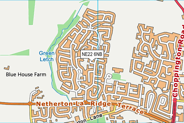 NE22 6NB map - OS VectorMap District (Ordnance Survey)