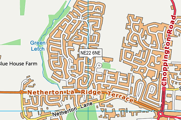 NE22 6NE map - OS VectorMap District (Ordnance Survey)
