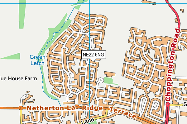 NE22 6NG map - OS VectorMap District (Ordnance Survey)