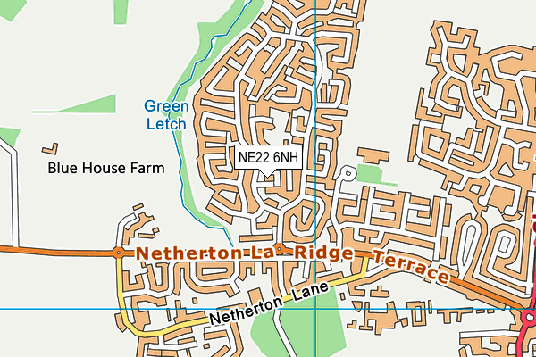 NE22 6NH map - OS VectorMap District (Ordnance Survey)