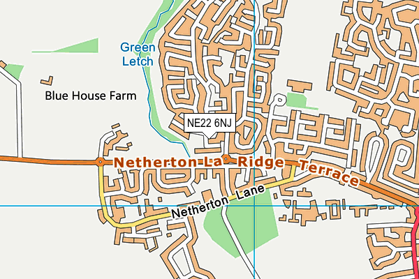 NE22 6NJ map - OS VectorMap District (Ordnance Survey)