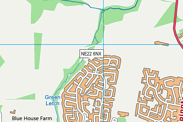 NE22 6NX map - OS VectorMap District (Ordnance Survey)