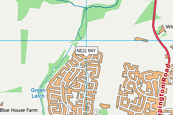 NE22 6NY map - OS VectorMap District (Ordnance Survey)
