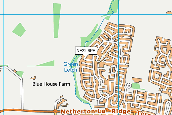 NE22 6PE map - OS VectorMap District (Ordnance Survey)