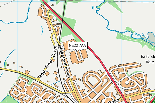 NE22 7AA map - OS VectorMap District (Ordnance Survey)