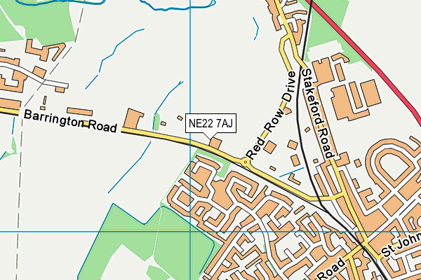 NE22 7AJ map - OS VectorMap District (Ordnance Survey)