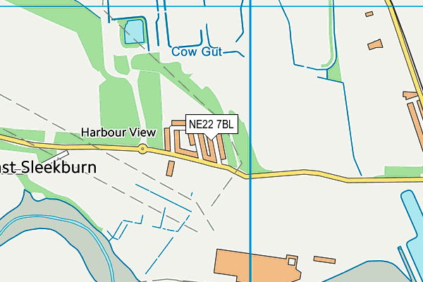 NE22 7BL map - OS VectorMap District (Ordnance Survey)