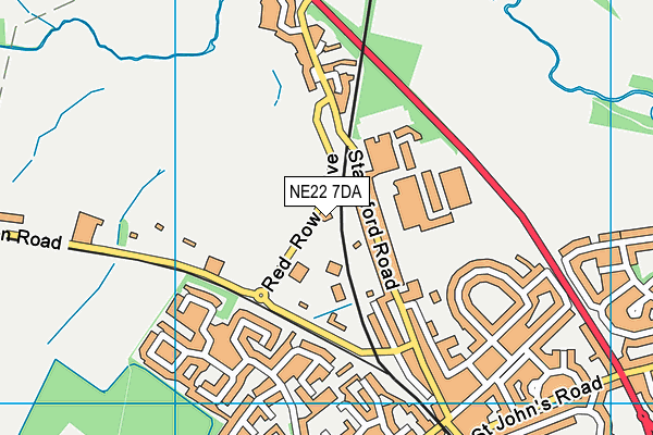 NE22 7DA map - OS VectorMap District (Ordnance Survey)