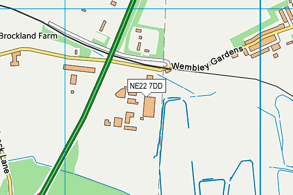NE22 7DD map - OS VectorMap District (Ordnance Survey)