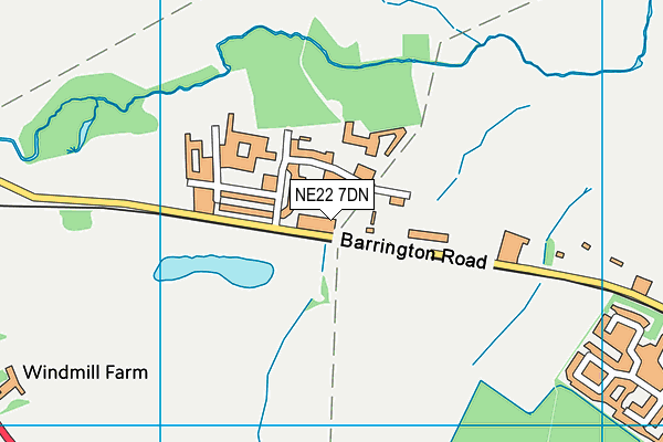 NE22 7DN map - OS VectorMap District (Ordnance Survey)