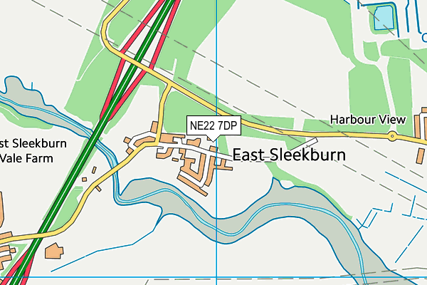 NE22 7DP map - OS VectorMap District (Ordnance Survey)