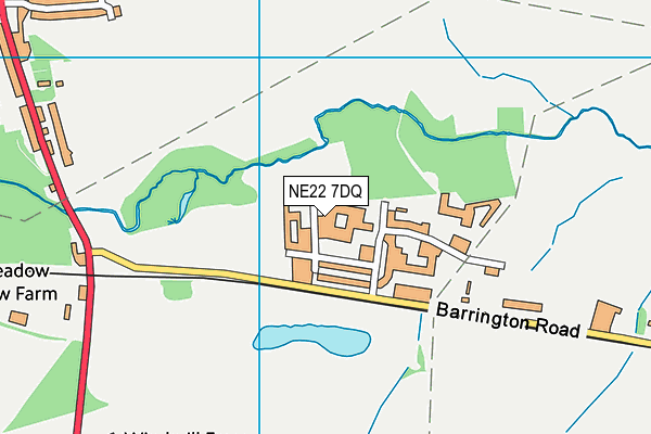 NE22 7DQ map - OS VectorMap District (Ordnance Survey)