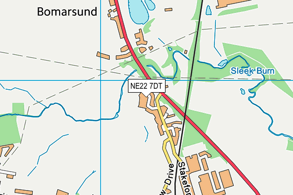 NE22 7DT map - OS VectorMap District (Ordnance Survey)