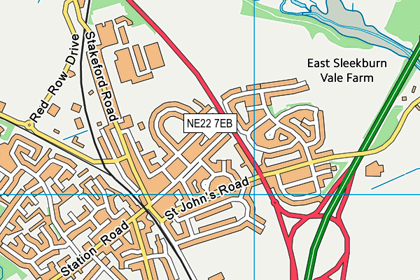 NE22 7EB map - OS VectorMap District (Ordnance Survey)
