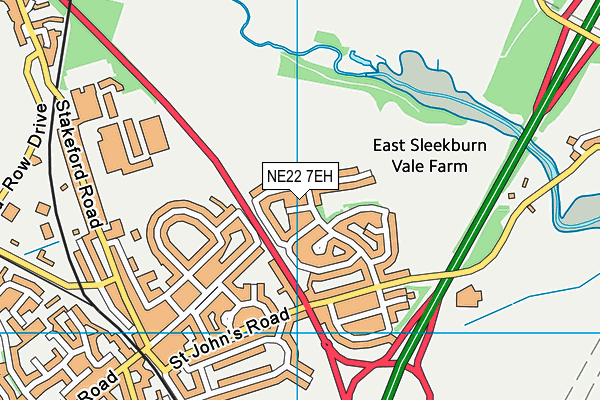 NE22 7EH map - OS VectorMap District (Ordnance Survey)